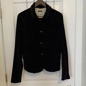 J Crew Vintage Velvet Blazer, Eggplant, Size 14 Tall